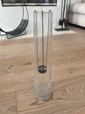 Clear Glass Cylinder Votive Holder with Black Hanging Tray